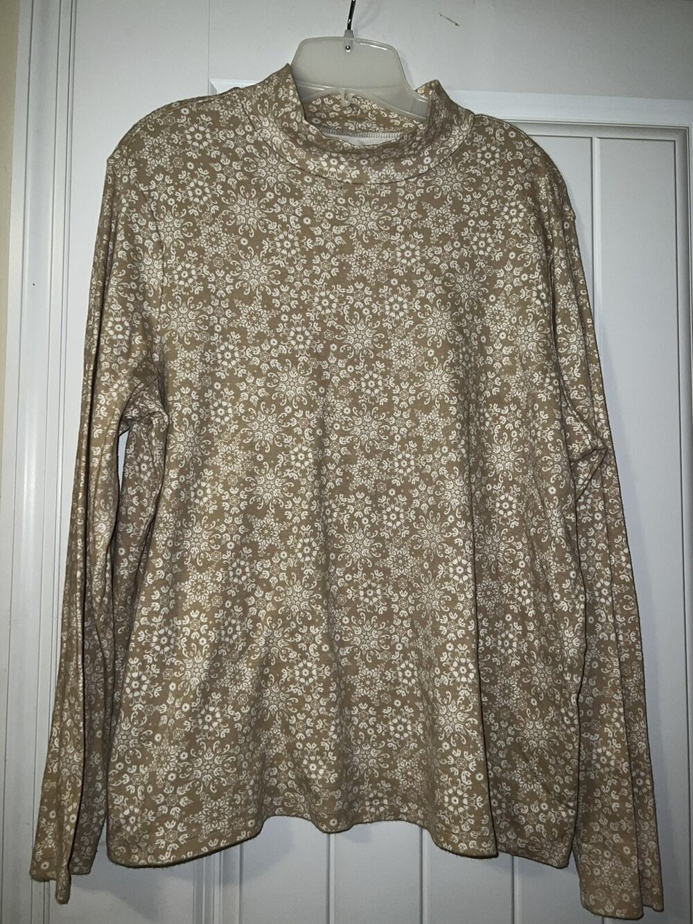 White stag cream and white high neck long sleeve paisley blouse western XXL (20)